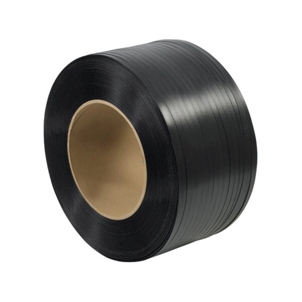 Partners Brand Polypropylene Strapping, Hand Grade, Embossed, 8" x 8" Core, 1/2" x 9000', Black, 1/Coil PSH240 - main