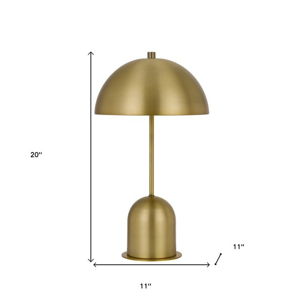 Homeroots 20" Antiqued Brass Metal Novelty Desk Lamp With Antiqued Brass Dome Shade 524709 - main