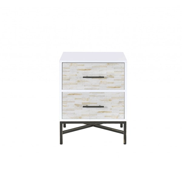 Homeroots 20" X 18" X 26" White And Black Wooden Nightstand 319111 - main
