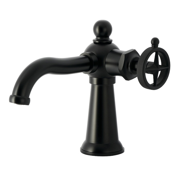 Kingston Brass One-Handle Single-Hole Bathroom Faucet with Push Pop-Up Drain, Matte Black KS3540RNK - main