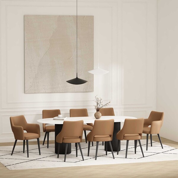 Manhattan Comfort 8-Piece Tremont Dining Chair in Saddle 8-DC104-SD - main