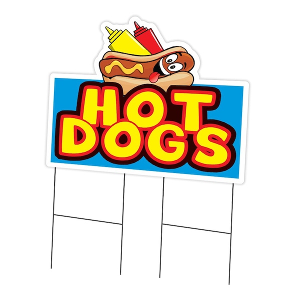 Signmission Hot Dogs Yard Sign & Stake outdoor plastic coroplast window, C-DC-2436-Hot Dogs C-DC-2436-Hot Dogs - main