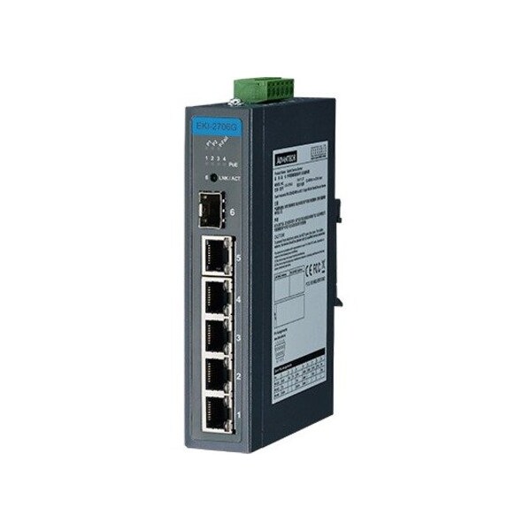 Advantech 5GE+1G SFP Unmanaged Ind. PoE Switch W/T EKI-2706G-1GFPI-BE - main