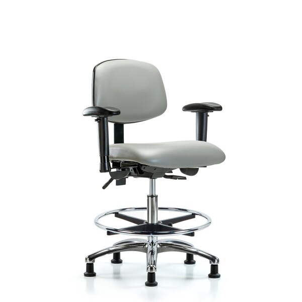 Blue Ridge Ergonomics Chair, Vin, Med Bench, Chr AA CF Glides, Dov, 6-Way Adjustable, 22" to 29" Height, Dove BR-VMBCH-CR-T0-A1-CF-RG-8567 - main