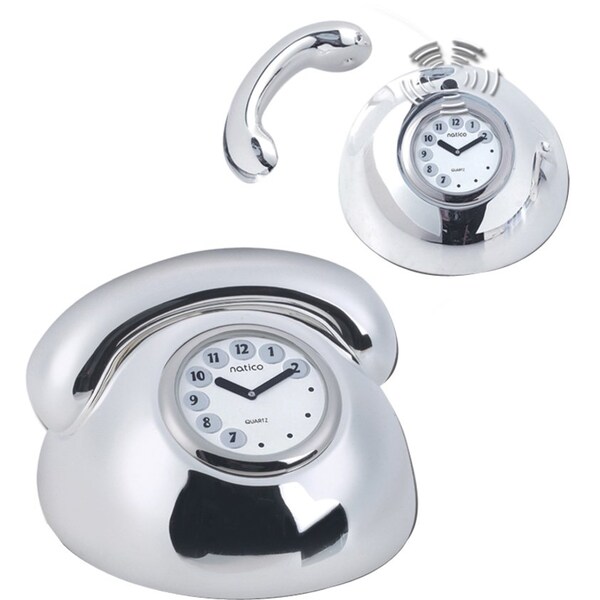 Natico Originals 10-1160 Telephone Ringing Clock Silv. 10-1160 - main