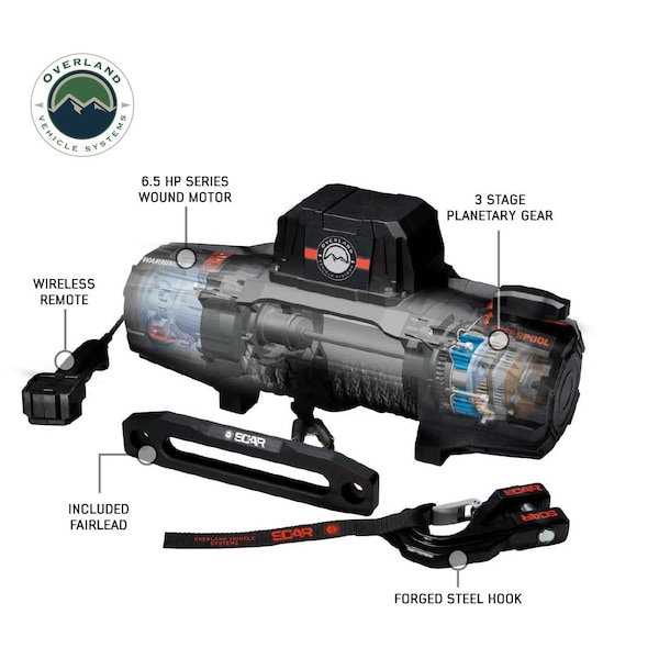 Overland Vcl Winches, Vehicle Mounted; Vehicle Recovery Winch; 12 Volt Electric; 10,000 Pound Line Pull 19099901 - main