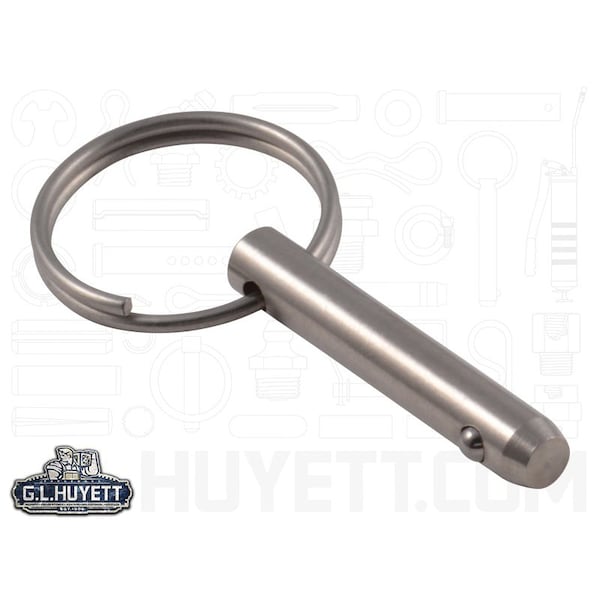 Huyett Detent Pin, 300 Stainless Steel, 0.250 in Dia x 1.000 in Effective Length x 0.254 in Hole Dia DTPS-0250-1000 - main