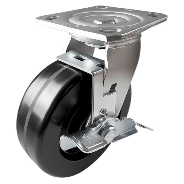 Hyw Products Heavy Duty Caster 6in Phenolic Wheel, Swivel with Brake 40-60S-A1-PH-TB - main