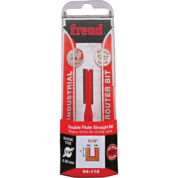 Freud 5/16'' x 1'' Double Flute Straight Router Bit 04-118 - main