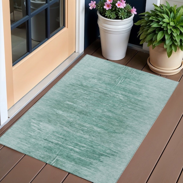 Homeroots 3' X 5' Aqua And Teal Blue Abstract Washable Indoor Outdoor Area Rug 587626 - main