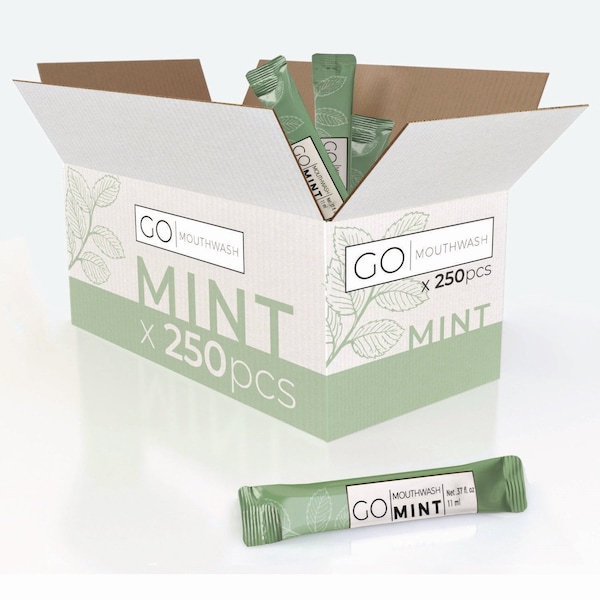 Go Mouthwash Individual Mouthwash Packets, Mint Flavor, 0.37 oz Packet, 250PK MW250 - main