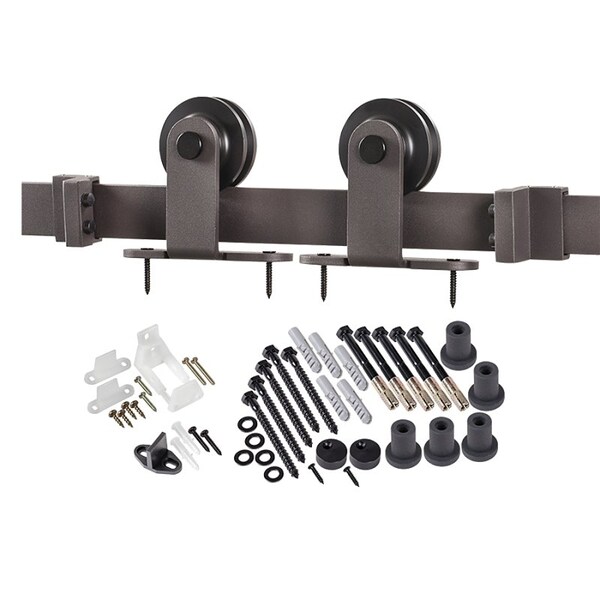 Renin Straight Strap Barn Door Hardware Kit, 78-3/4 in L Track, Steel, Bronze, Wall, For: Barn Door BD101K-07800-BR - main