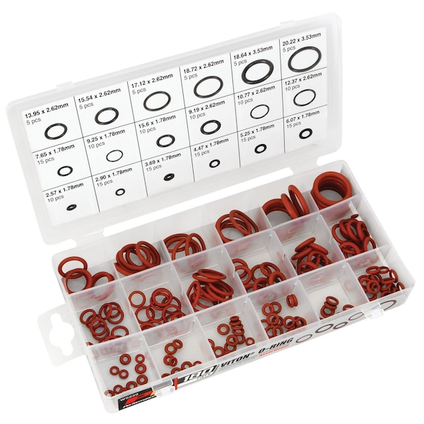 Performance Tool 180 pc. Viton O-Ring Assortment, High Heat Resistant, Chemical Resistant W5239 - main