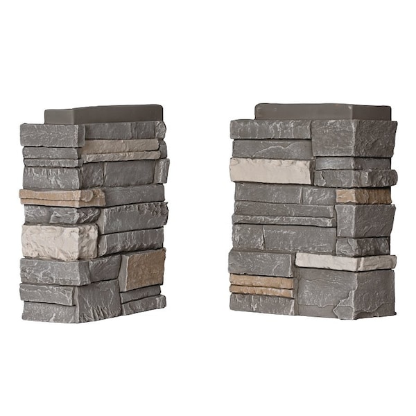 Durakwik Stone Siding Corner, 13 in L, 10 in W, 4 in Thick, Interlocking Edge, Stacked Stone Profile, 4PK 310SNC - main