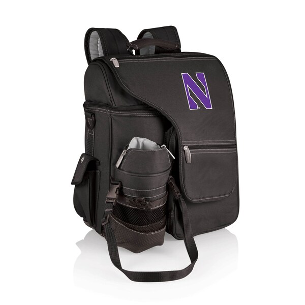 Picnic Time Family Of Brands NCAA Northwestern Wildcats Turismo Backpack Cooler with Water Bottle CarrierBlack 641-00-175-434-0 - main