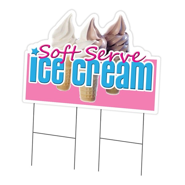 Signmission Soft Ice Cream Yard Sign & Stake outdoor plastic coroplast window, C-DC-2436-Soft Ice Cream C-DC-2436-Soft Ice Cream - main