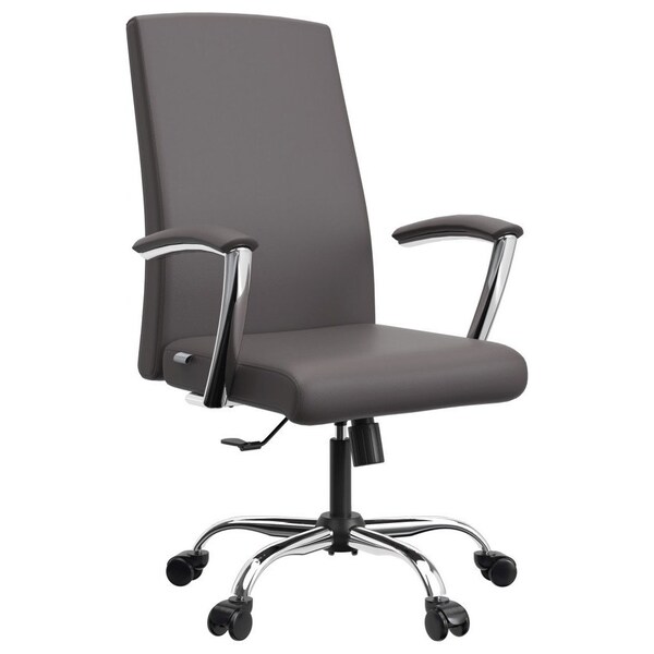 Leisuremod Evander Office Chair in Upholstered Leather and Iron Frame with Swivel and Tilt, Grey EO20GRL - main