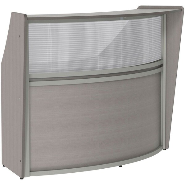 Linea Italia Curved Reception Desk with Counter, Clear Panel, 72 inW x 32 inD, Ash ZUD310 - main