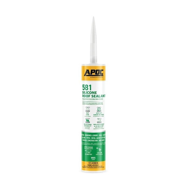 Apoc Armor Flash AP-581 Series Silicone Roof Sealant, White, Free-Flowing Paste, 10 oz, Tube AP-5819 - main