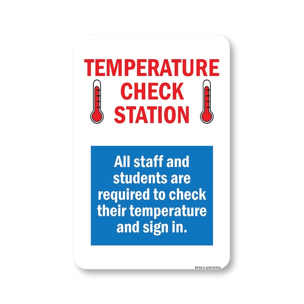 Signmission Public Safety Sign, Temperature Check Station, 18in X 12in Aluminum Sign, OS-NS-A-1218-25434 OS-NS-A-1218-25434 - main