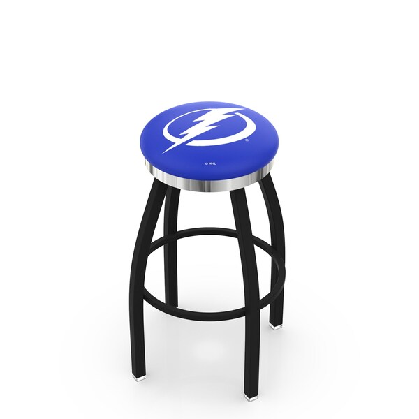 Holland Bar Stool Co 30" Blk Wrinkle Tampa Bay Lightning Swivel Bar Stool, Chrome Ring L8B2C30TBLght - main