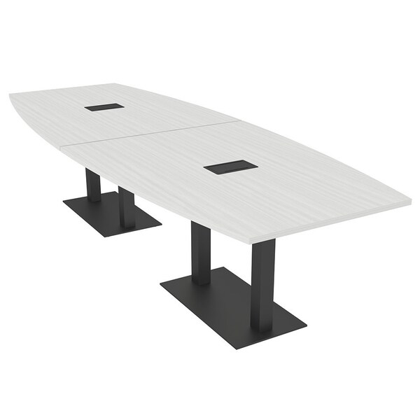 Skutchi Designs Boat Conference Table With Power, 48 in W, 144 in L, White HAR-BOT-48x144-DOU.BK-WA7976-EBLK - main