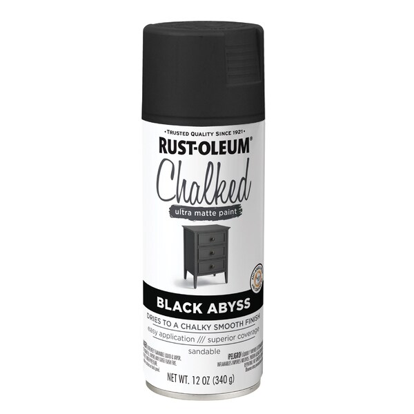 Rust-Oleum Chalked Spray Paint, Black Abyss, Ultra Matte, 12 oz 392046 - main