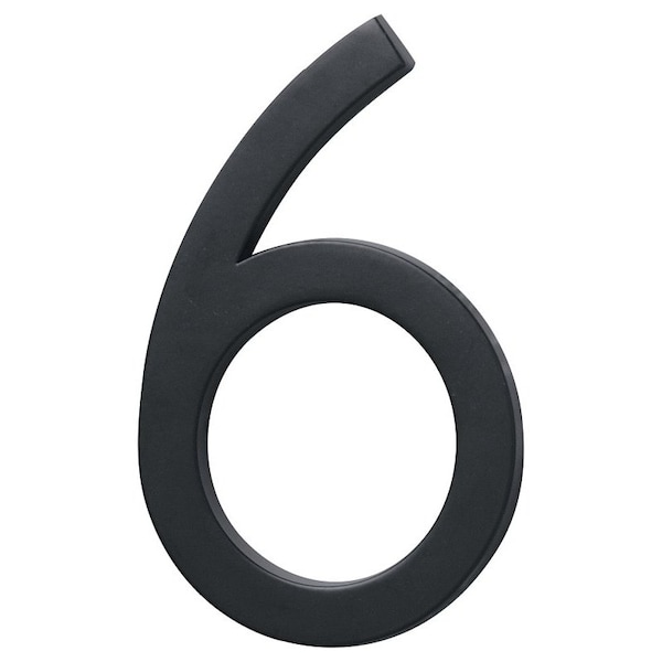 Hy-Ko FM-6 Architectural Series House Number, Character: 6, 6 in H Character, Black Character FM-6/6 - main