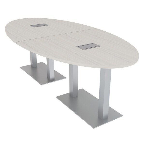 Skutchi Designs Oval Conference Table With Power Unit, 48 in W, 96 in L, Ivory HAR-OVL-48X96-DOU-K458-ESIL - main