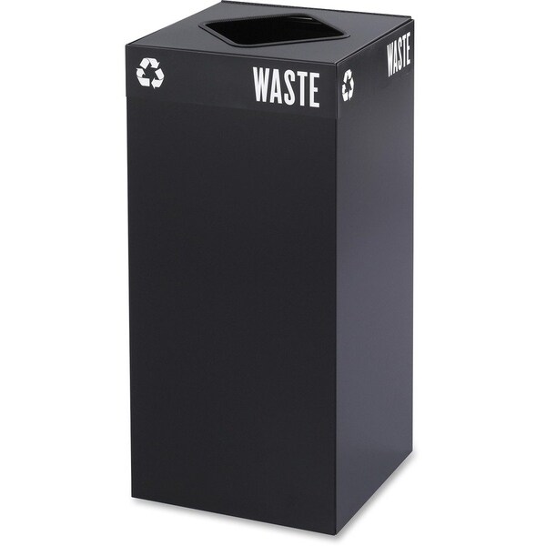 Safco 31 gal Square Recycling Bin, Open Top, Black, Steel, 1 Openings 2982BL - main