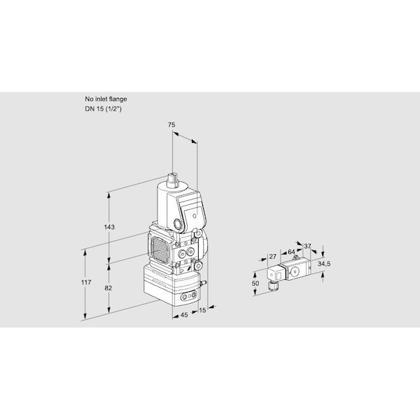 Honeywell Kromschroder Gas Pressure Regulator with Solenoid Valve, DN 15, 500 mbar Max, IP65 KS88024777 - main