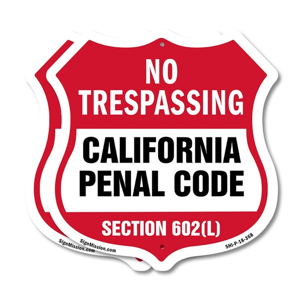 Signmission California No Trespassing Shield Sign Ca, 18 inch X 18 inch, Plastic Sign, 2PK SHI-P-2PACK-18-368 - main