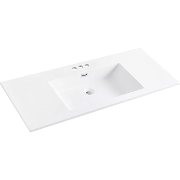 Craftmark 49''x22'' Cultured Marble Solid High Gloss Wht Vanity Top with Wave Bowl WB4922330 - main