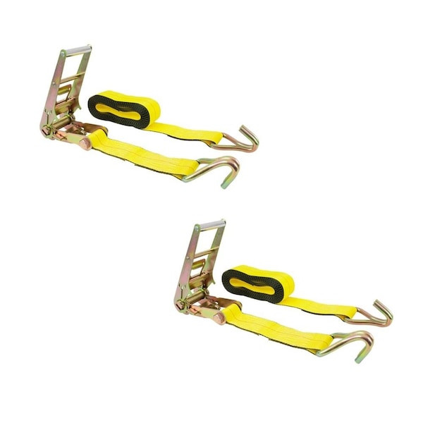 Mytee Products Ratchet Tie-Down Straps w/Wire Hook, 3in x 30ft Yellow Ratchet Strap 15,000lbs BS, 2PK RS330WHx2 - main