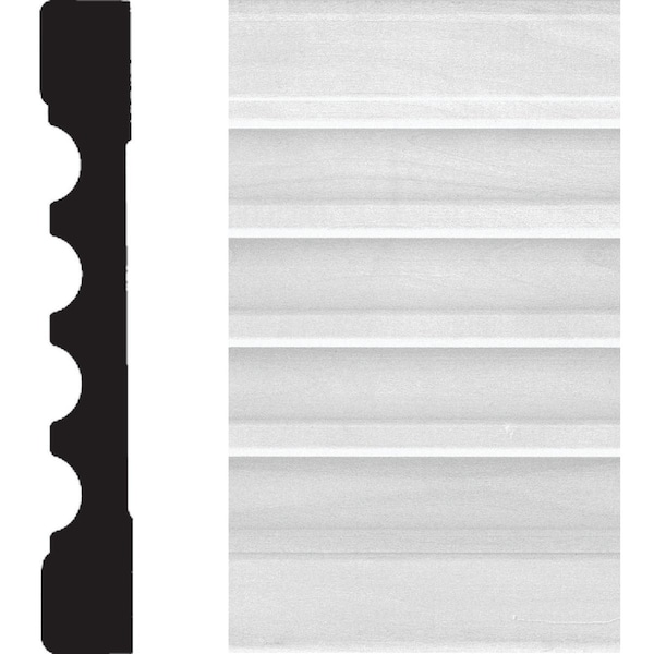 House Of Fara 3/4'' W.x5-1/4'' H.x8 ' L. Wht MDF Fluted Casing Molding 8673 - main