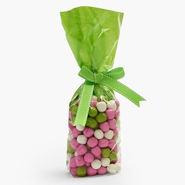 Nashville Wraps Clear with Green Candy Bags 1.4 mil, 2.75x2x10.5, 100PK 99692 - main
