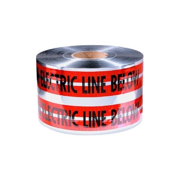 Empire Level CAUTION ELECTRIC LINE BELOW -Premium Detectable Utility Red Tape 6IN X 1000FT 31-109 - main
