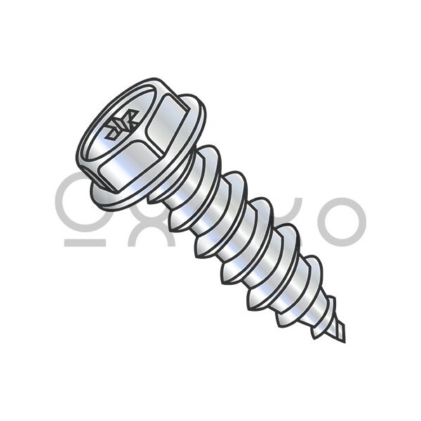 Oxoxo 8-18X1 1/4 Phillips Indented Hex Washer Self Tapping Screw Type AB Fully Threaded Zinc Bake, 4000PK 451847 - main