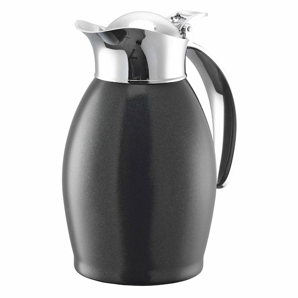 Service Ideas Nicollet Series 0.6-Liter Stainless Vacuum Insulated Carafe with Flip-Top Lid in Radiant Black NIC06BSBL - main