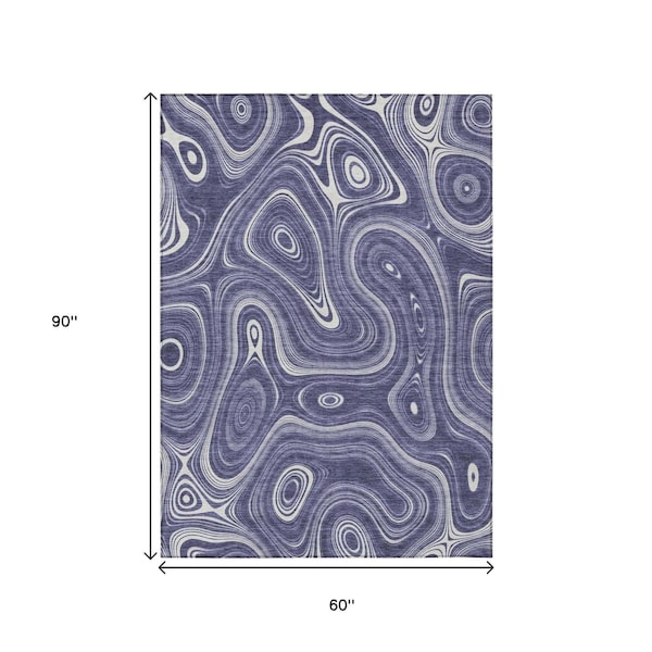 Homeroots 5' X 8' Plum And Ivory Geometric Washable Indoor Outdoor Area Rug 631396 - main