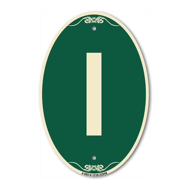 Signmission Letter I, 12 Inch X 18 Inch Architectural Oval, Heavy Gauge Aluminum A-OV-G-1218-22948 - main