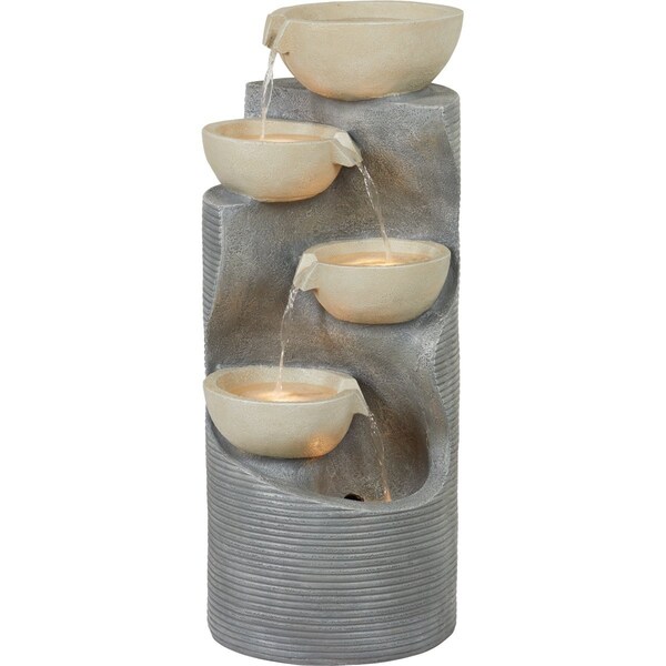 Best Garden 16'' W. 35'' H. x 16'' L. Polyresin Bowl Fountain with LED WXF1905563-p - main
