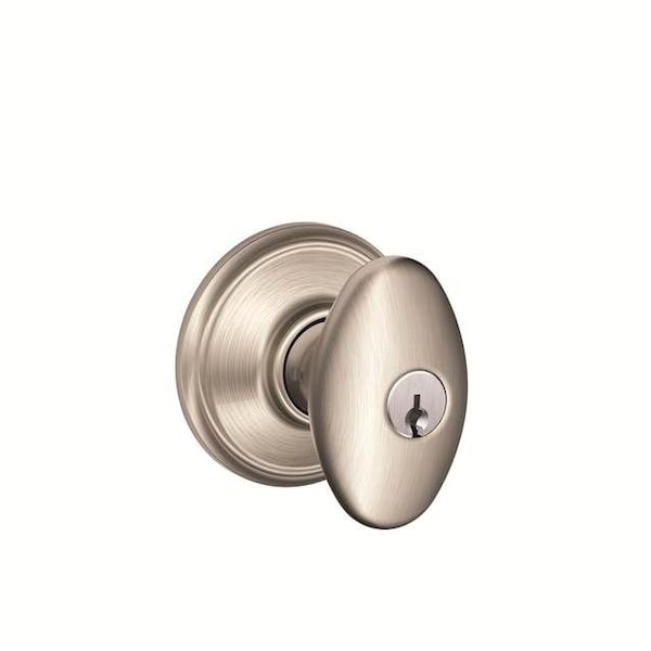 Schlage Residential Siena Knob Storeroom Lock C Keyway with 16211 Latch and 10063 Strike Satin Nickel Finish F80SIE619 - main