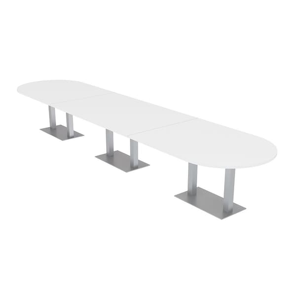 Skutchi Designs Racetrack Conference Table With Power Unit, 48 in W, 216 in L, White HAR-RAC-48X216-DOU-W960-NA - main