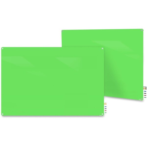 Ghent Dry Erase Board, Glass, 48 in, 96 in, No Frame Frame, Green, Gloss HMYRM48GN - main