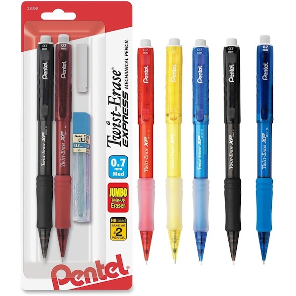 Pentel Twist-Erase EXPRESS Mechanical Pencil 0.7 mm 2 per Set QE417LEBP2 - main