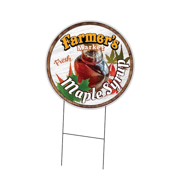 Signmission Farmers Market Maple Syrup Double Sided Corrugated Plastic Circle Yard, C-16-CIR-DS-WS-Maple Syrup C-16-CIR-DS-WS-Maple Syrup - main