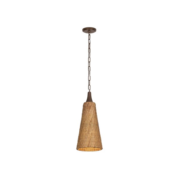 Troy Lighting Kenzo 8.5in wide 1 Light Pendant in Bronze Leaf F2709-BRL - main