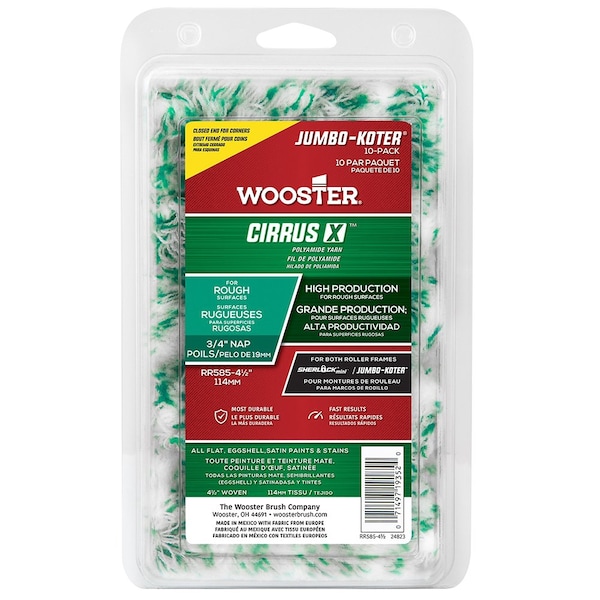 Wooster 4 1/2in x 3/4in Nap 0RR5850044 Cirrus X Jumbo-Koter Polyamide Mini Roller Cover, For Rough R186 - main
