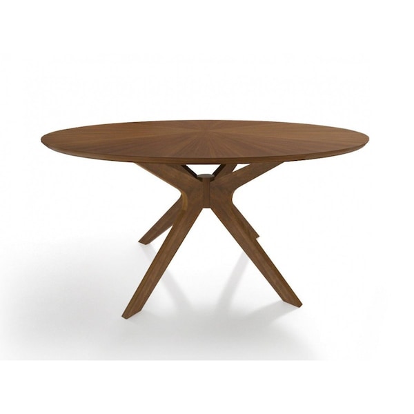 Homeroots 59" Brown Rounded Pedestal Base Dining Table 486014 - main